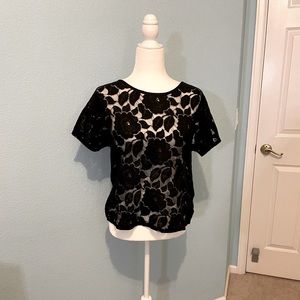 Black floral lace top